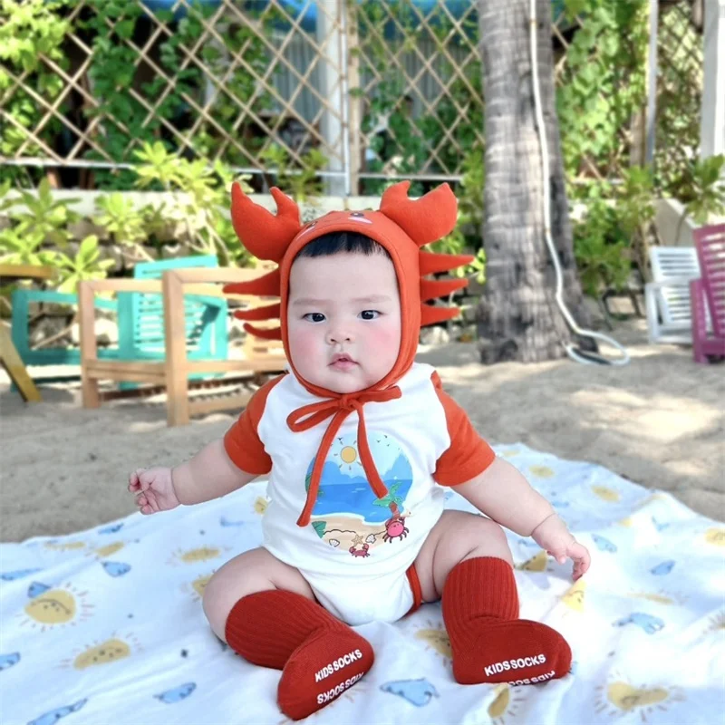 Newborn Baby Clothes Boy Girl Bodysuits ropa de bebe Short Sleeves Funny Crab Cotton Baby Romper Cartoon Korean Baby Outfits