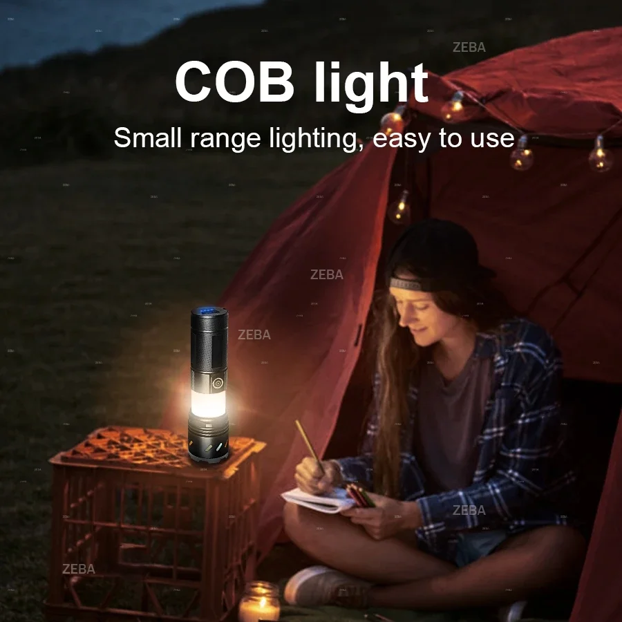 Rechargeable LED Flashlight Zoomable Torch Built-in Battery Most Powerful Flashlights Side Light Tactical Lantern Camping Lamp