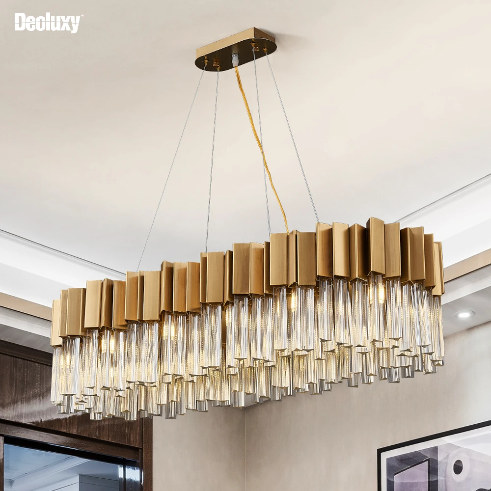 

DEOLUXY Modern crystal chandelier for dining room luxury kitchen island light fixture brushed gold hanging cristal lustre