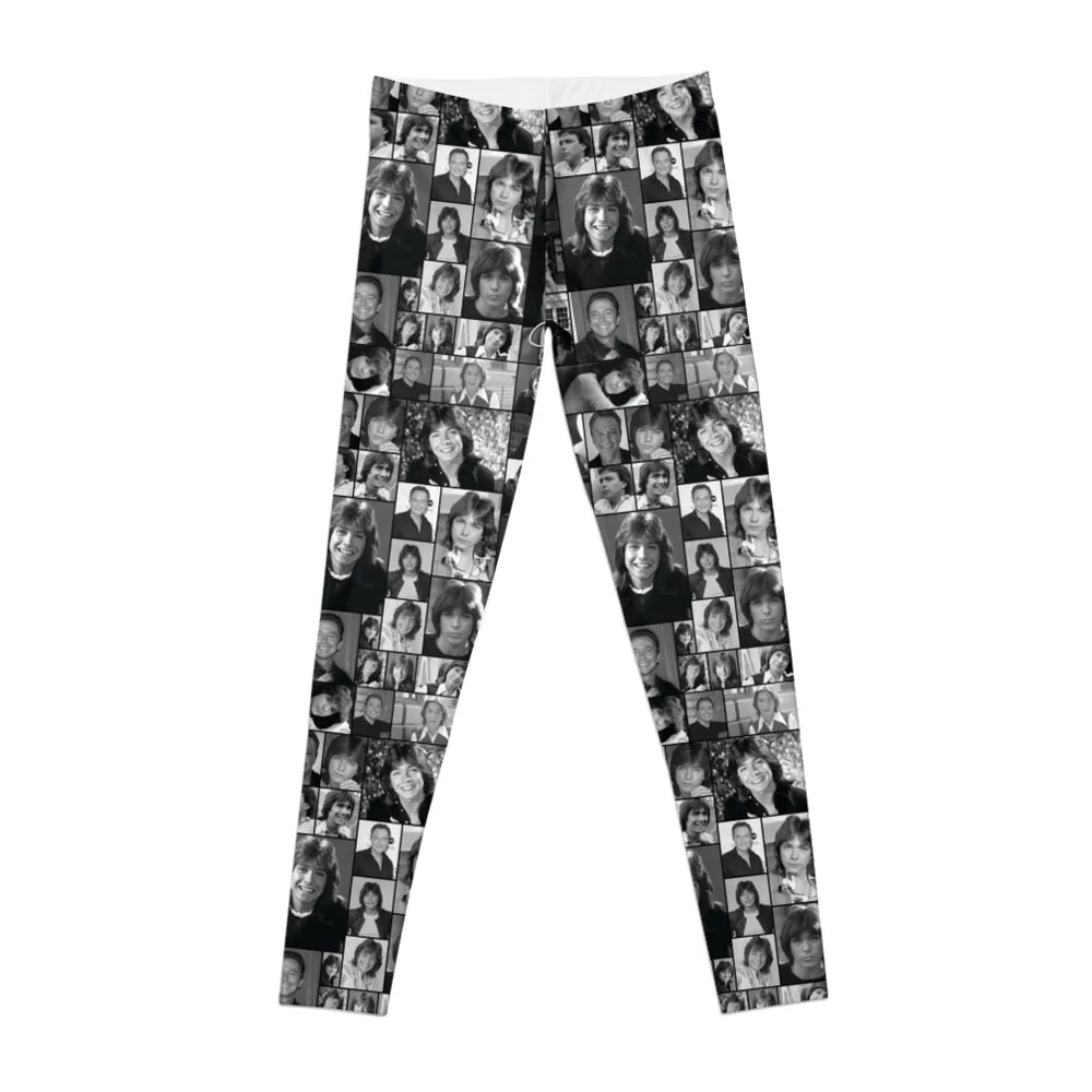 D Cassidy - Black & White Celebrity Montage Pattern Leggings flared gym's clothing joggers for for physical Womens Leggings