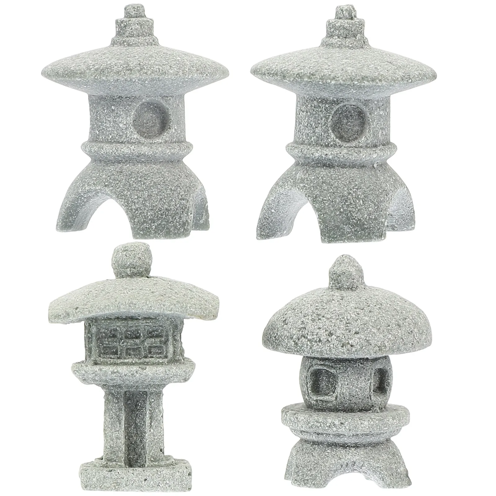 

4pcs Lantern Stone Statue Miniature Pagoda Decorative Ornaments for Garden Mini House Accessory Creative