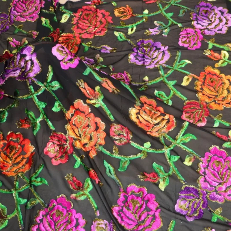 실크 자카드 벨벳 밝은 직조 조젯 원단 드레스 치파오