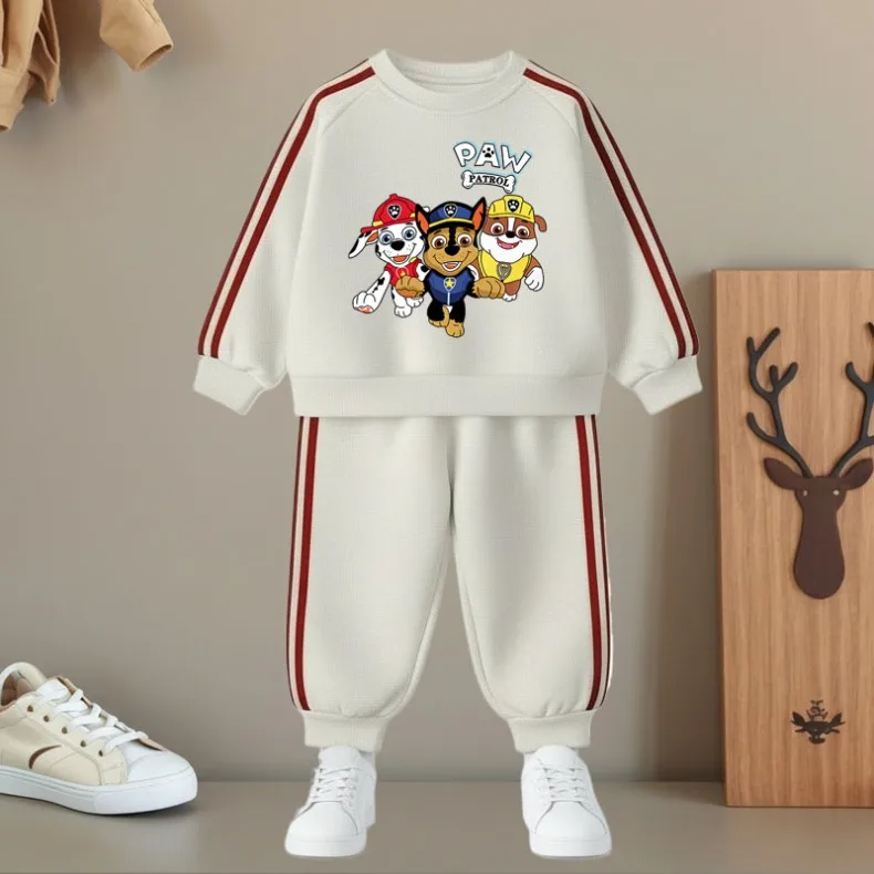 Kinder Herbst Neuheit Seitenstreifen Lange Hosen-Sets O-Ausschnitt Lässige Sweatshirts und Hosen Zweiteilige Sets Paw Patrol Jungen Mädchen Trainingsanzug – Detail 8