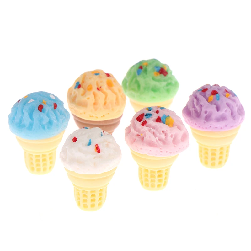 5pcs Dollhouse Miniature Cute Resin Candy Sugar ice Cream Pretend Play Toys