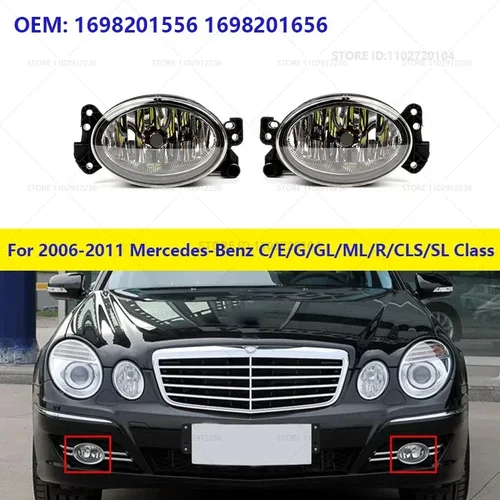 Para 2006-2011 Mercedes-Benz C/E/G/GL/ML/R/CLS/SL clase lámpara de conducción antiniebla delantera luz de parachoques (sin bombillas) 1698201556 1698201656