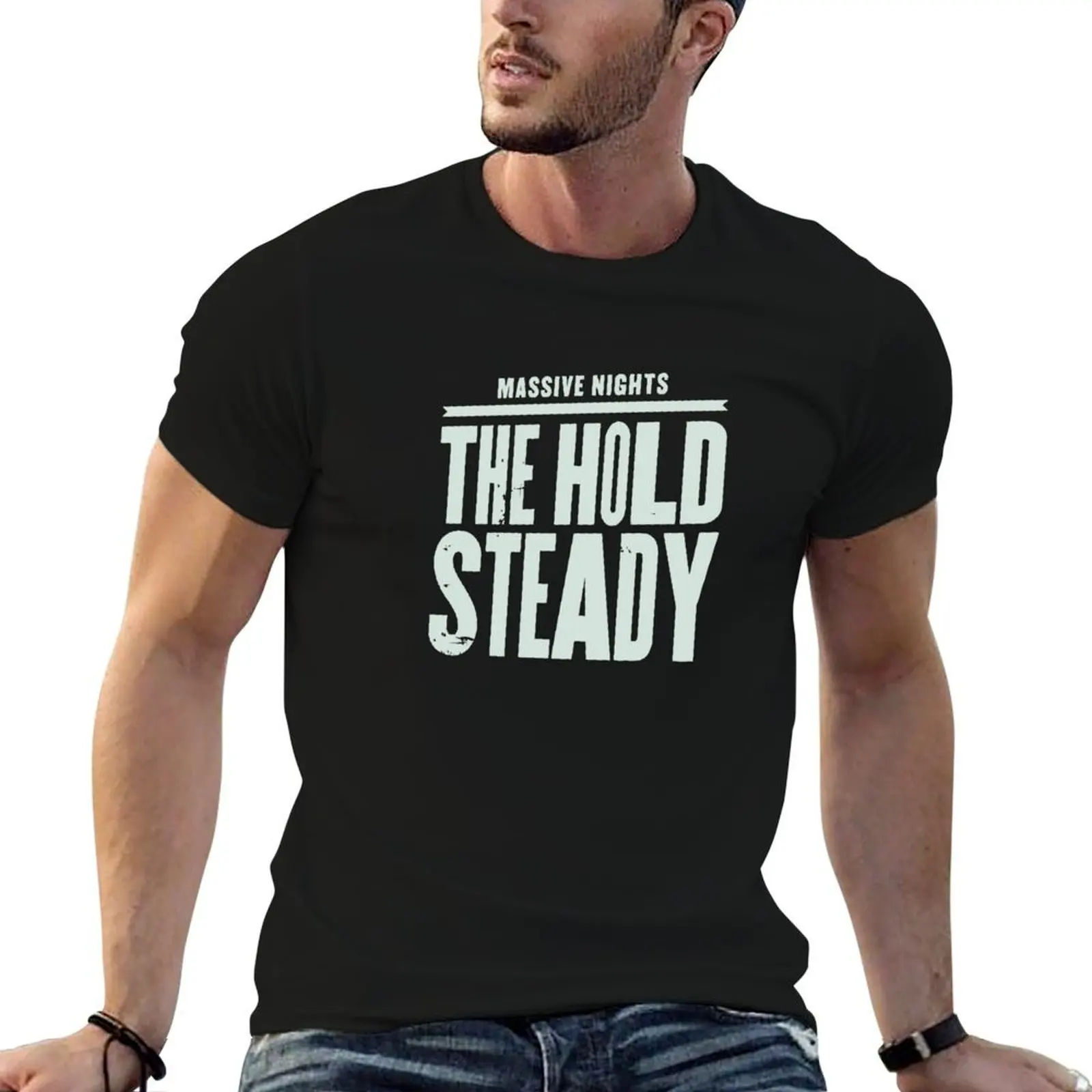 T-Shirt The Hold Steady Massive Nights, t-shirts amusants, humoristiques, imprimés, pour hommes, en coton, de haute qualité