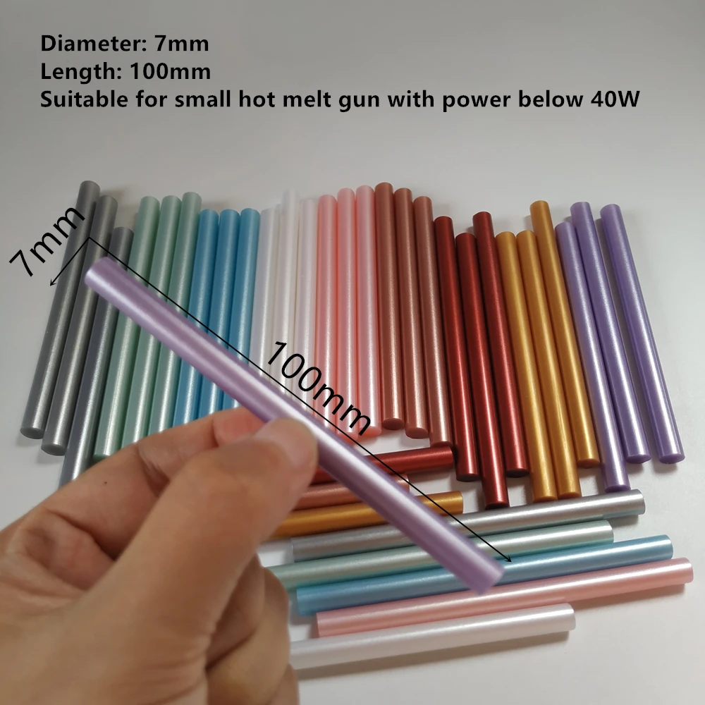 50pcs Hot Melt Glue Metal Metallic Golden Silvery Pink Blue 5-Color Mix Glue Stick High Viscosity Adhesive 7*100mm