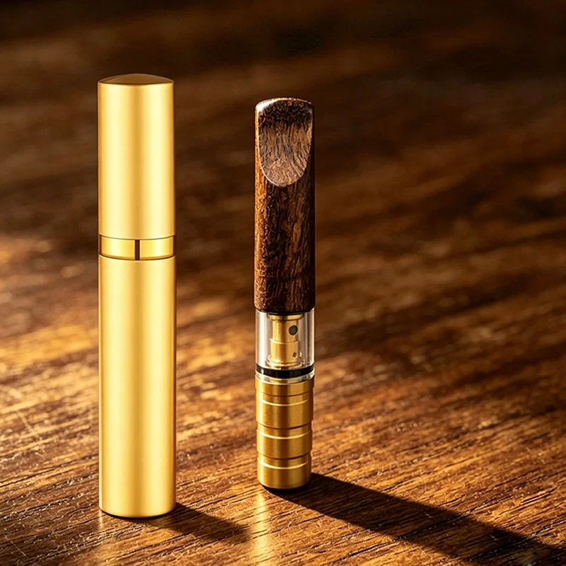 Natural Wood Cigarette Filter Tip Reusable Brass Detachable Tar Reduction Smoking Accessory Handcrafted Timber Mouthpiece