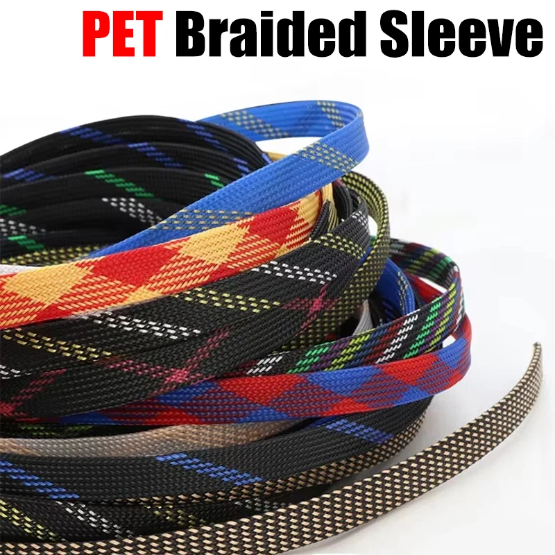 

1~50M PET Expandable Cable Sleeve 16mm Tight Braided High Density Hardness Insulate Line Protect Sleeving Wire Wrap Gland Sheath