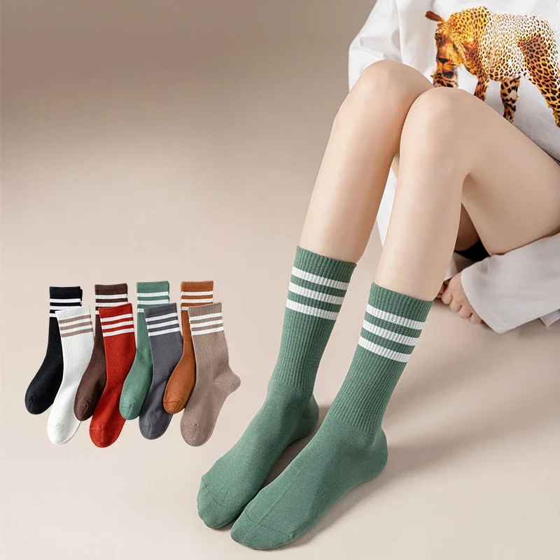 

Полосатые носки Calcetines Harajuku Skarpetki Damskie Chaussette Femme Mujer, женские корейские стильные японские белые женские хлопковые спортивные носки