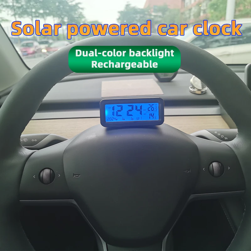 Car Digital Display Electronic Clock Car Clock Thermometer Luminous Time Electronic Clock  ﻿ Solar Car Electronic Watch S78