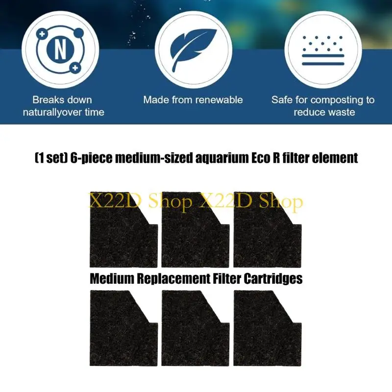 X22D 6Pieces Fishtanks Filter Replacement Cartridges Sponge Pad For EcoRenew Aquariums with SmartClean Technology