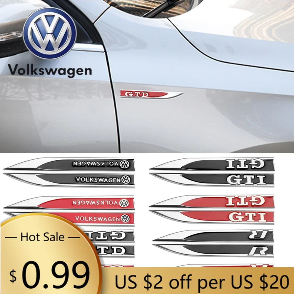

For VOLKSWAGEN VW 2Pcs Car Body Side Wing Badge Fender Metal Decoration Stickers Emblem Accessories For Volkswagen VW Scirocco B