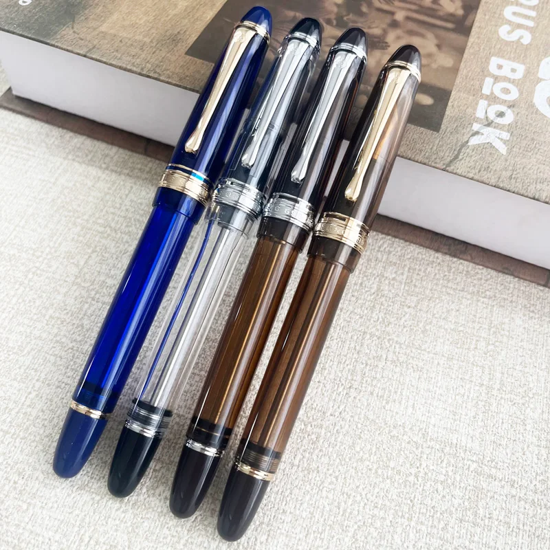 Wingsung 699 Vacuum Filling Fountain Pen High Quality Acrylic Transparent Barrels Business Writing Ink Pens With Box Gifts