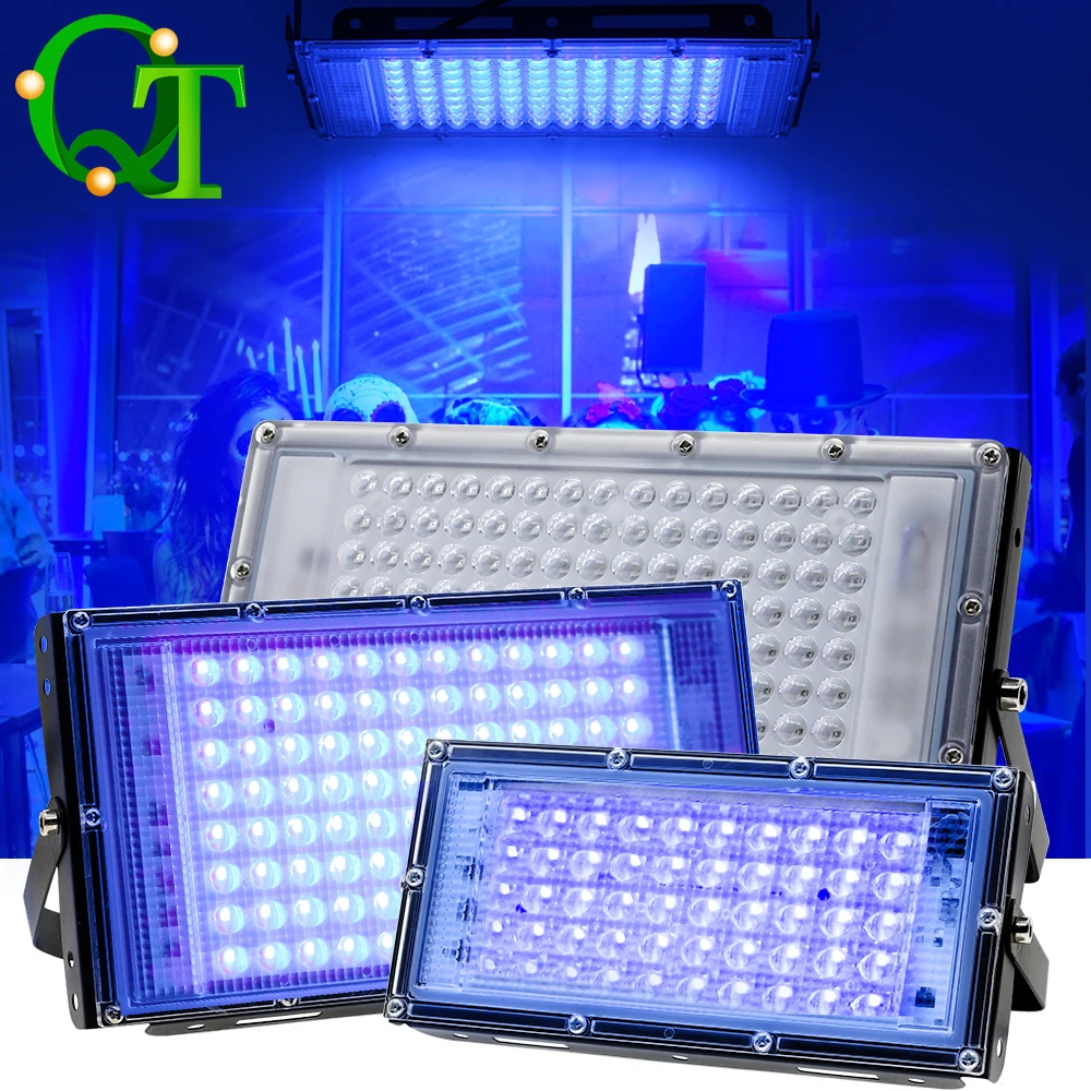 ไฟสปอร์ตไลท์ LED UV 50W/100W/150W 395nm-400nm กันน้ำ IP65 สำหรับใช้ภายในและภายนอกอาคาร เหมาะสำหรับงานปาร์ตี้บนเวที งานแสดงศิลปะ งานวาดภาพ งานฮาโลวีน