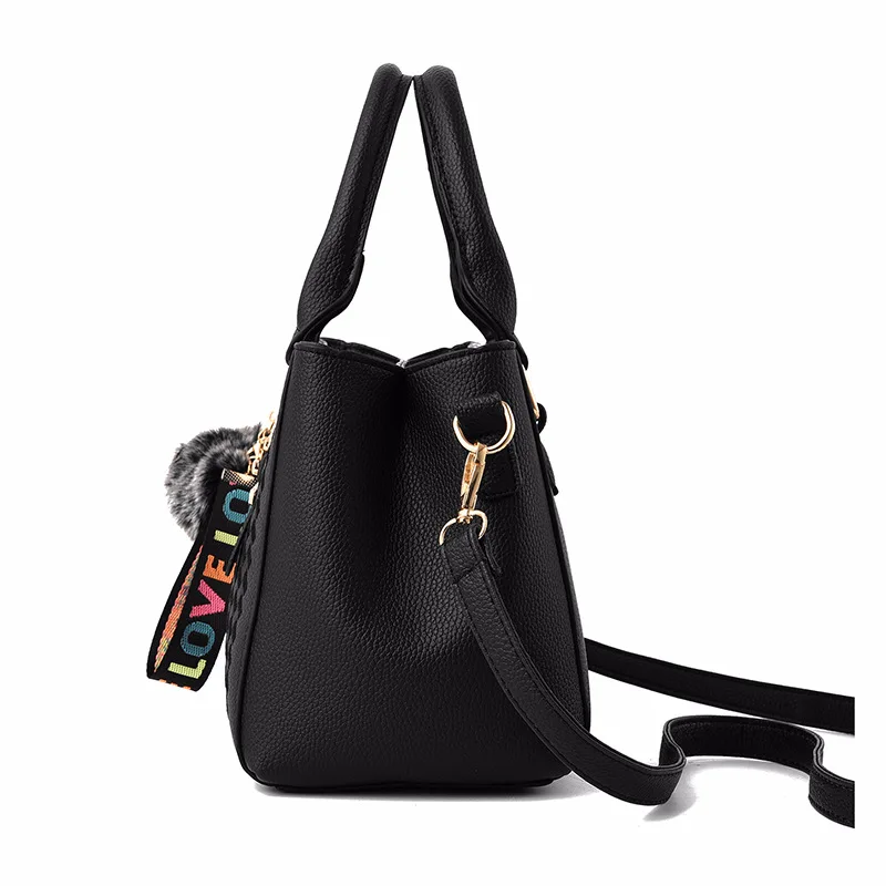 Embroidery Messenger Bags Women Leather Handbags Bags for Women Sac A Main Ladies Hair Ball Hand Bag FAST SHIPMENT