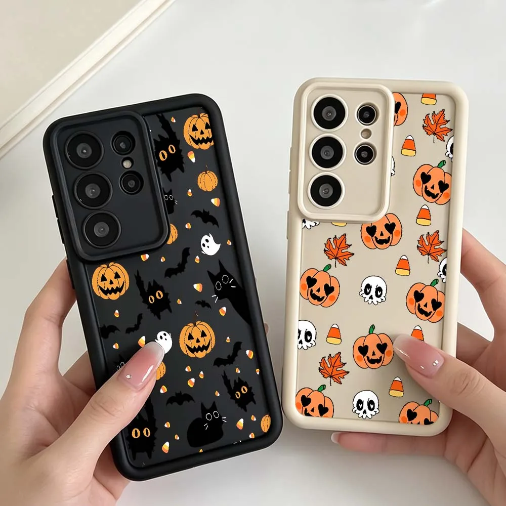 Halloween Pumpkin Pattern Phone Case For Samsung Galaxy S26 S25 S24 S23 S22 S21 S20 Note 20 Ultra Plus FE 5G Eye Ladder