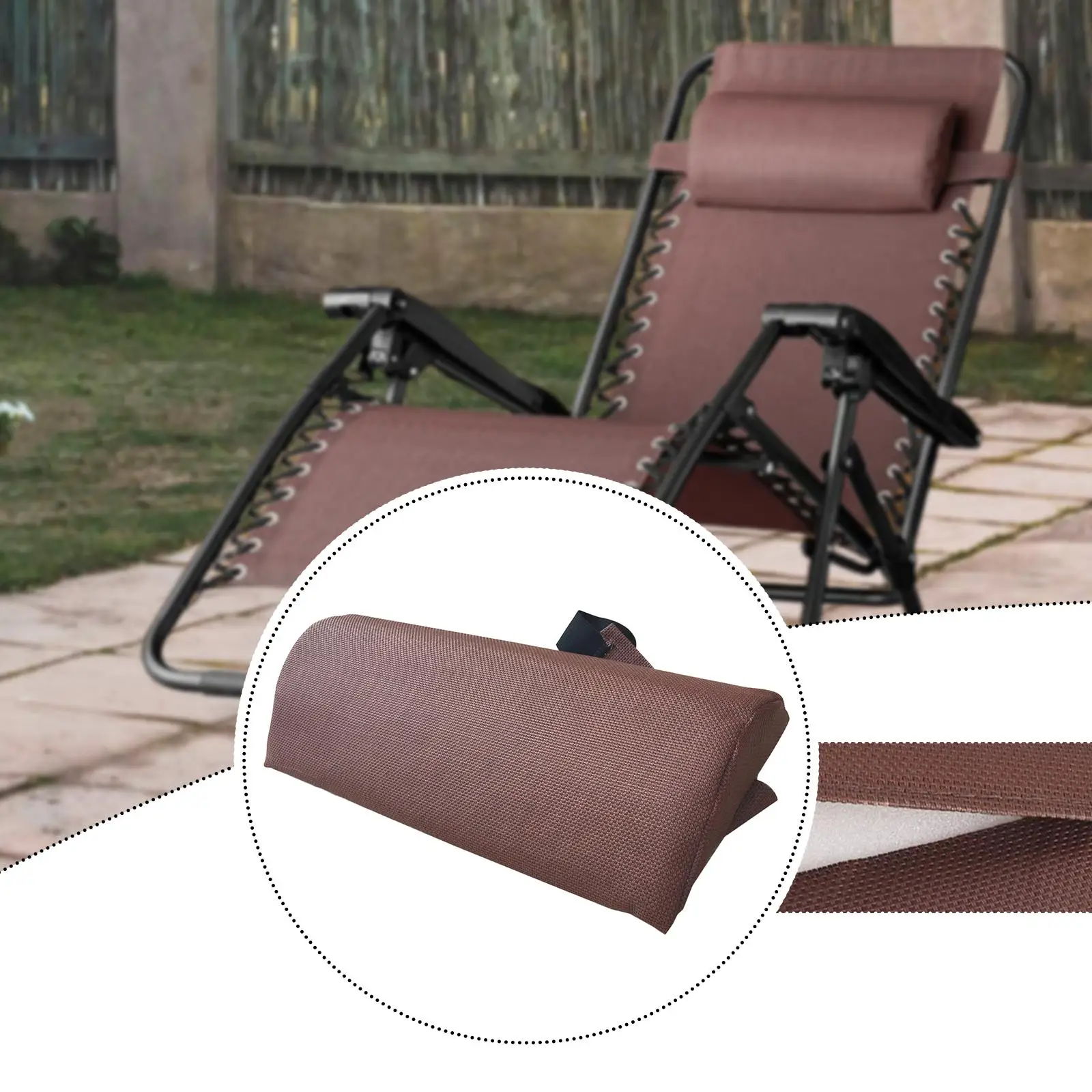 Soft Cloth Lounger Head Pillow with Elastic Band for Patio Recliner Chair Outdoor Modular Furniture and Office