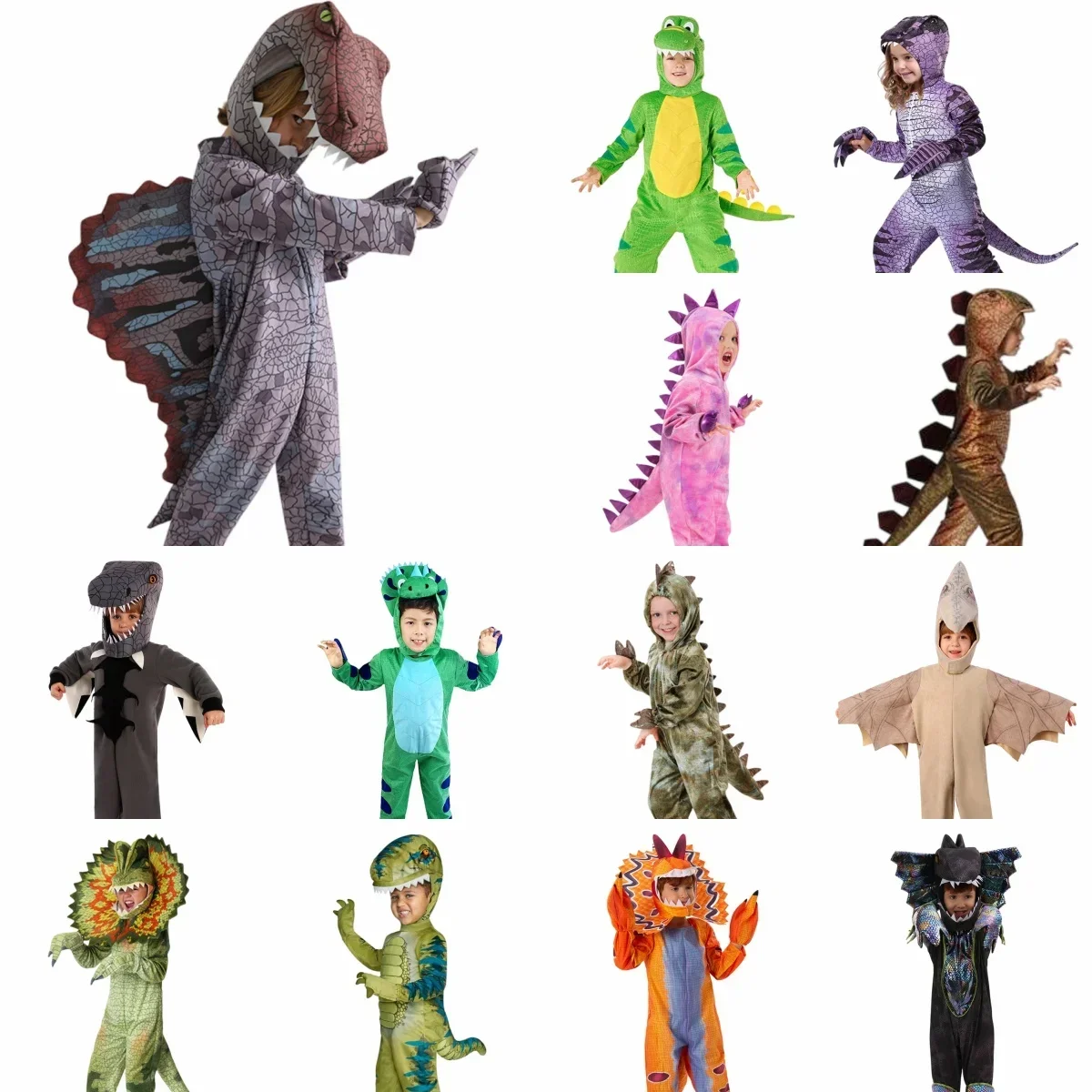 

Children Dinosaur Clothes Boys Girls Halloween Animal Costumes Kids Anime T-Rex Dinosaurs Cosplay Game Party Role-play Outfit