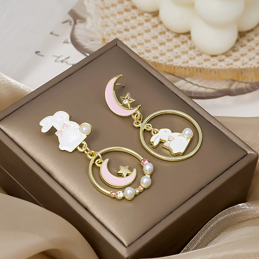 

1Pair Rabbit Earrings Women Moon Star Creative Drop Earrings Kawaii Jewelry Kawaii Jewelry Ear Decoration Ear Jewelries