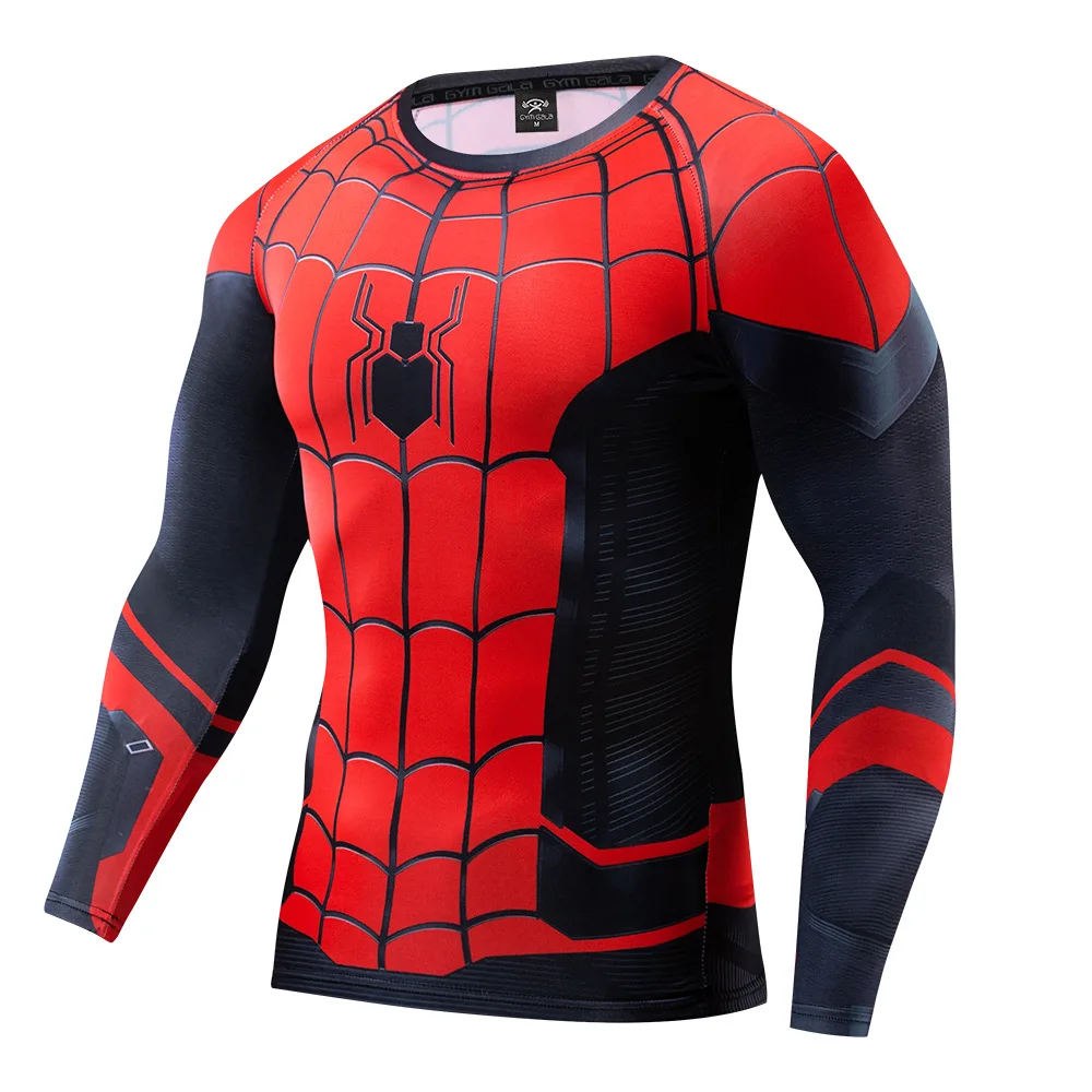 Cospaly Superhero Spiderman Peter Parker Tights Fitness sports quick-drying tops Fitness Tops Halloween Carnival Men's T-Shirt