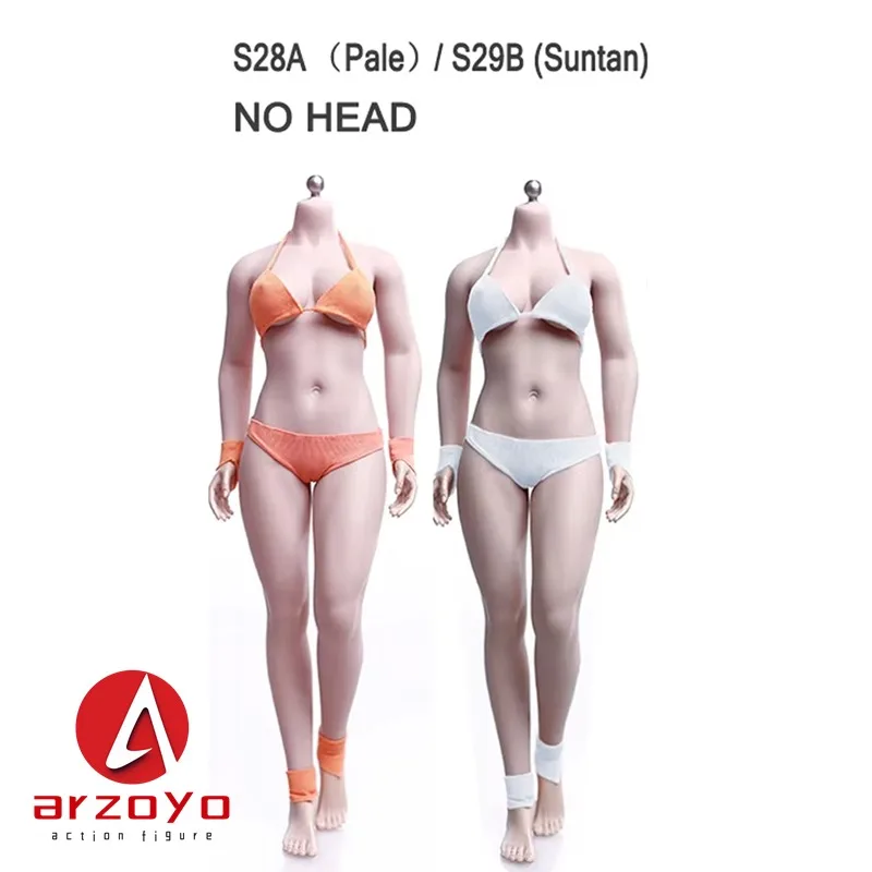 1/6 Scale  Super Flexible Micro Fat Girl Pale/Suntan Skin Female Mid Bust Seamless Body S29A/S29B Model for 12'' Action Figure