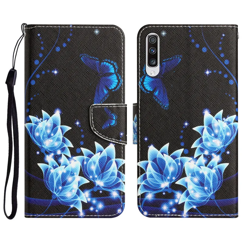 For Samsung Galaxy A50 A 50 A505 SM-A505F Case on For Samsung A50s A50 S SM-A507 Flip Leather Stand Phone Cover Flower Capa