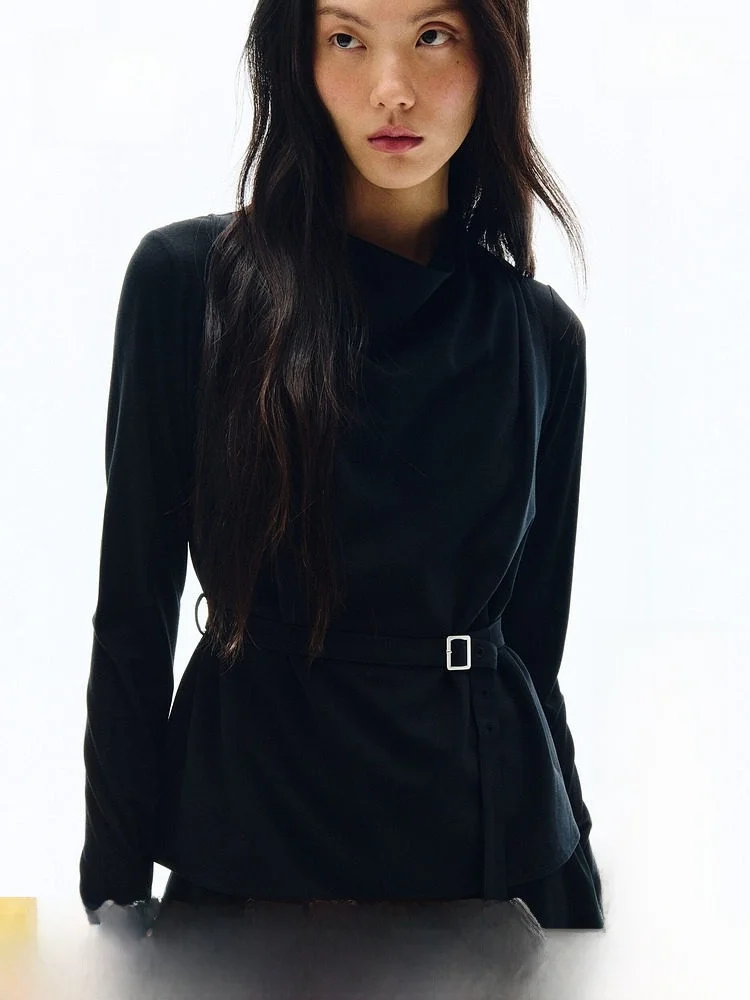 

H&M Women's Slim Fit round Neck T-Shirt Summer New Style Belt Commute Sleeveless Top Casual Style Polyester Fiber Blend