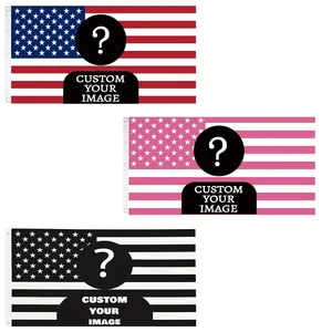 1pc Custom Classic Pink/Black American Flag, 90x150cm - Personalized Text & Logo Outdoor Yard Wall Decor, Patriotic Garden Decor