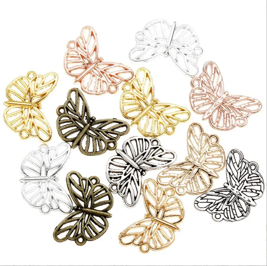 

130pcs 19*13mm Butterfly Charm Butterfly Connector Pendants Large Butterfly Charm Antique Silver Color F0398