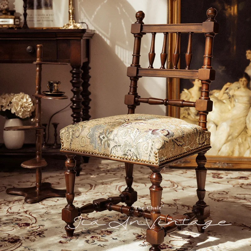 Retro lichte luxe stoel eetkamerstoel Franse middeleeuwse make-up eetkamerstoel