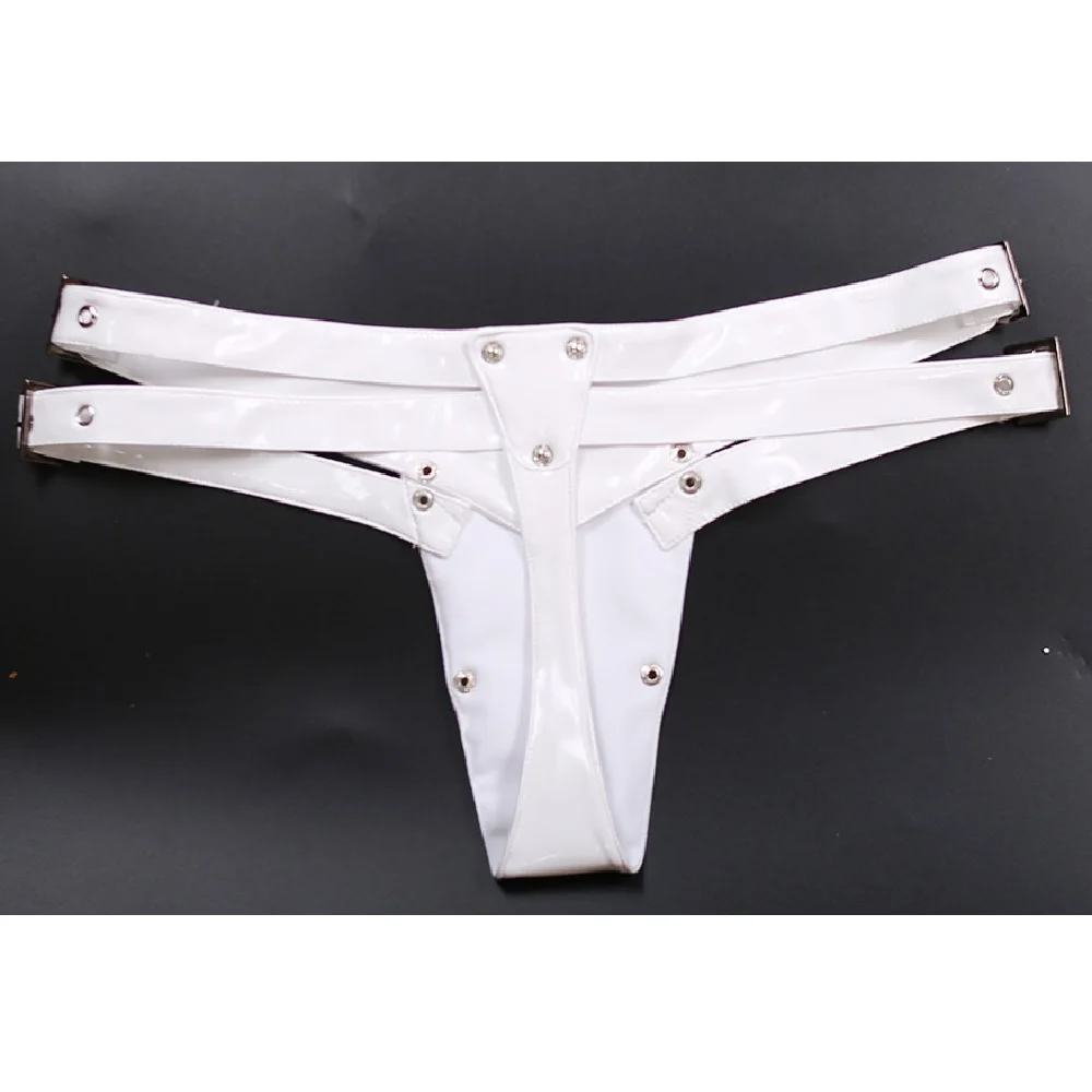 Calças curtas de biquíni de couro sintético para mulheres, roupa interior sexy, calcinha de cintura ajustável, cintura baixa, tanga virilha T estreita, fio dental espelho