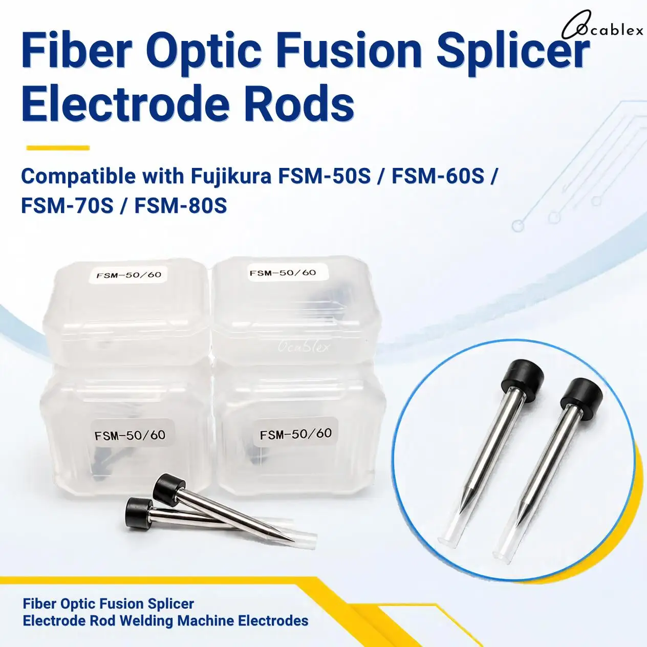 Fiber Optic Fusion Splicer Electrode Rod Welding Machine Electrodes For Fujikura FSM-50S FSM-60S 70S / 80S 1/2/5/10 Pairs