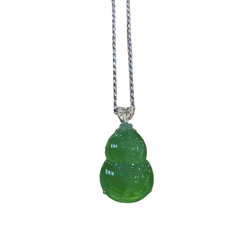 

Natural ice king green jadeite jade gourd pendant