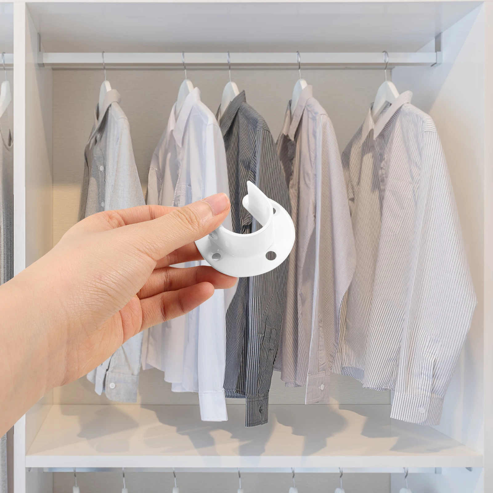 

4Pcs Stainless Steel Closet Rod Bracket Home Pole Socket Easy Install 32mm Curtain Rod Brackets Closet Pole Holder