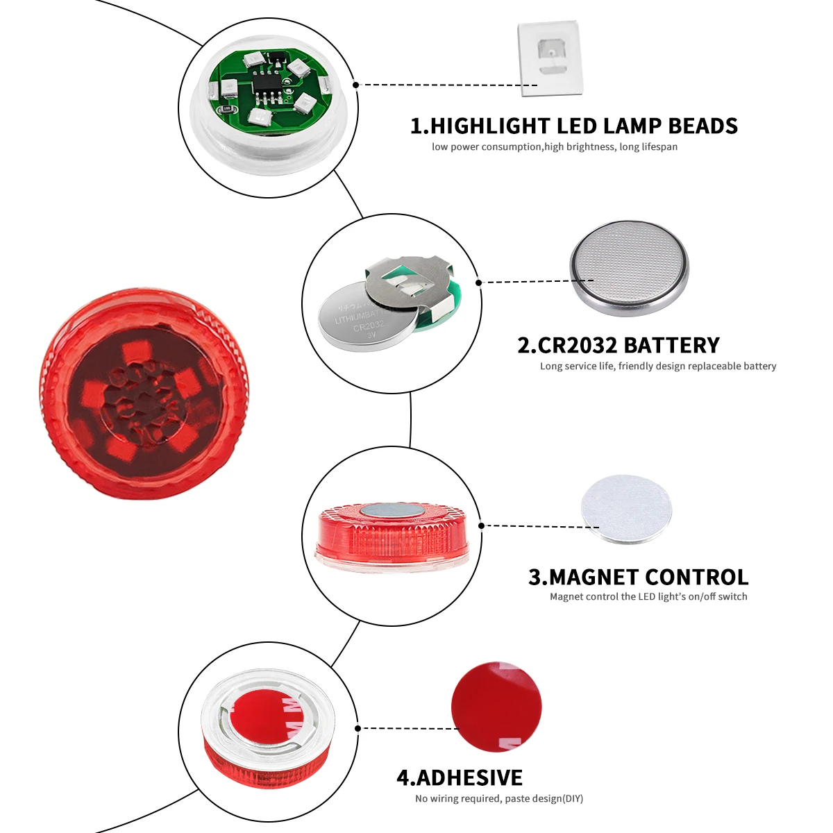 مصابيح إضاءة للسيارة مضادة للتصادم ، فتح باب ، تحذير أمان ، ضوء فلاش ، مصابيح ستروب حمراء ، مصباح إنذار لاسلكي ، مصباح إشارة ، 2 ~