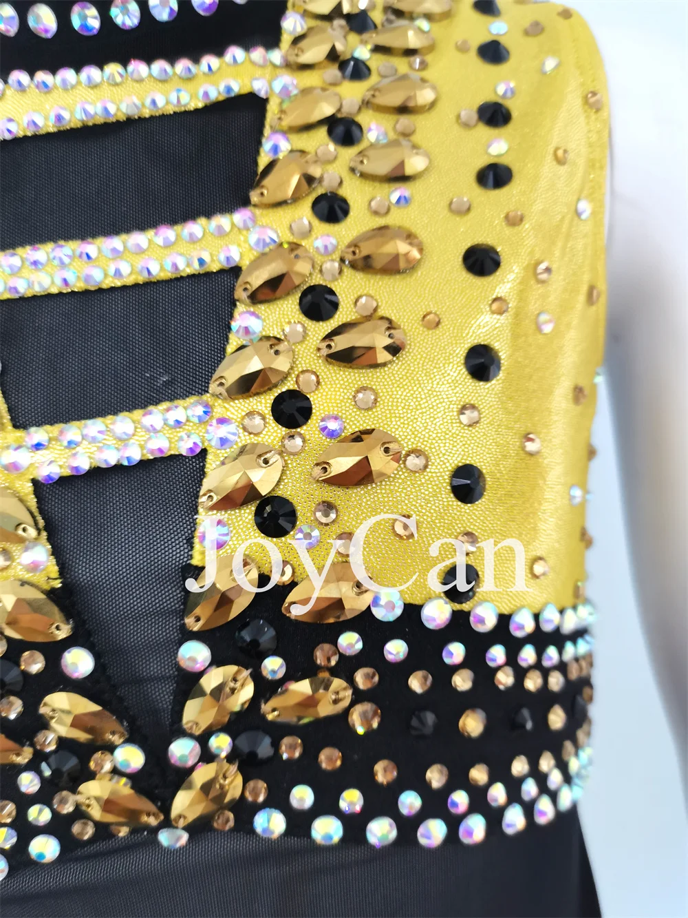 JoyCan-فستان رقص موسيقى الجاز الغنائي ، الزي الأصفر ، ملابس الرقص القطبي ، تدريب أداء الفتيات