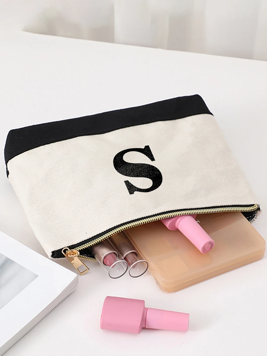 

New Alphabet Organizer Coin Purse Canvas Clutch Cosmetic Brush Storage Bag