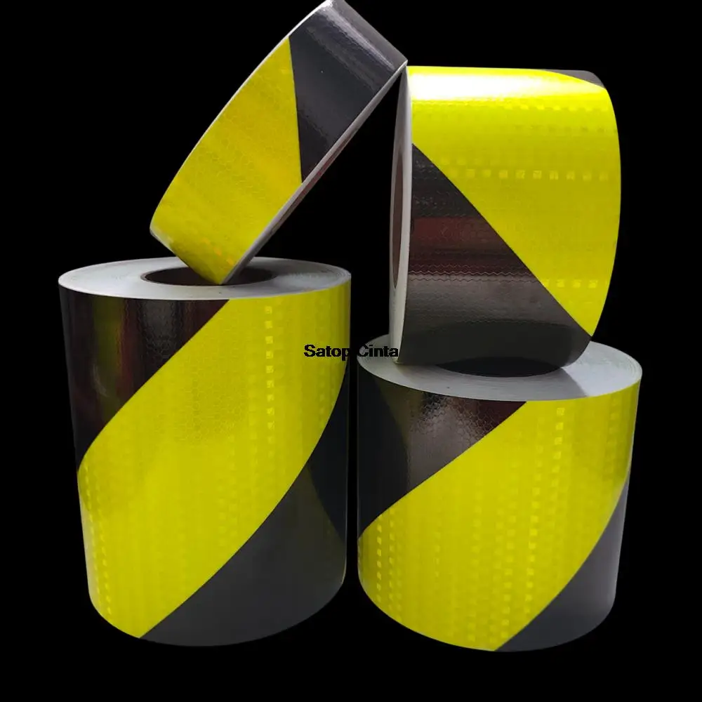 5/10/15/20cm*5M Fluorescent-Yellow-Black Reflective Tapes Conspicuity Waterproof Safety Caution Strips Reflectors Hazard Sticker