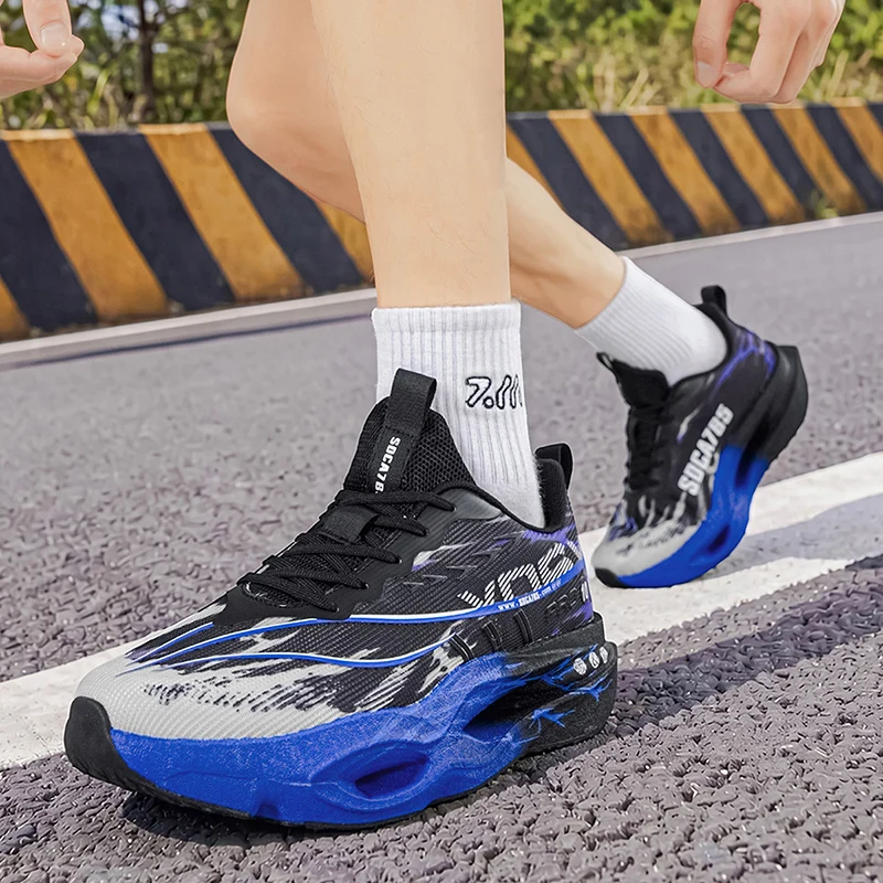 Herren-Freizeitsportschuhe mit Carbonplatte zur Laufunterstützung, atmungsaktivem Mesh, bequemen, niedrigen Schnürschuhen für Trailrunning, Zero-Drop-Sohle, langsamem Rückprall, rutschfest, geeignet für Fitnessstudio, Jogging und Camping. – Detail 18