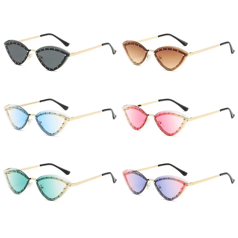 Fashion Gradient Cat Eye Sunglasses New Stylish Multicolor Rimless Shades UV400 Protection Party Sun Glasses for Women & Men