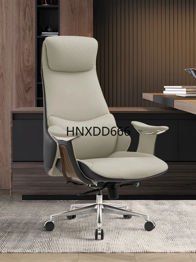 Leather President High Back Chair Comfortable Headrest Tilting Boss Chair