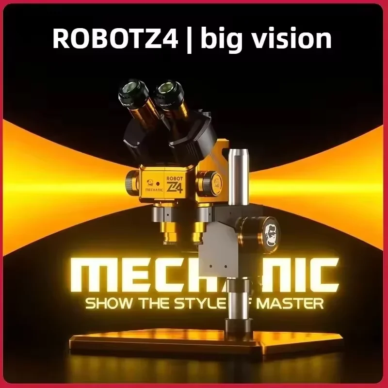 MECHANIC ROBOT Z4 Trinocular Stereo Industrial Microscope 6.5-60X Continuous Zoom with Adjustable Eyepiec for PCB IC Repair Tool