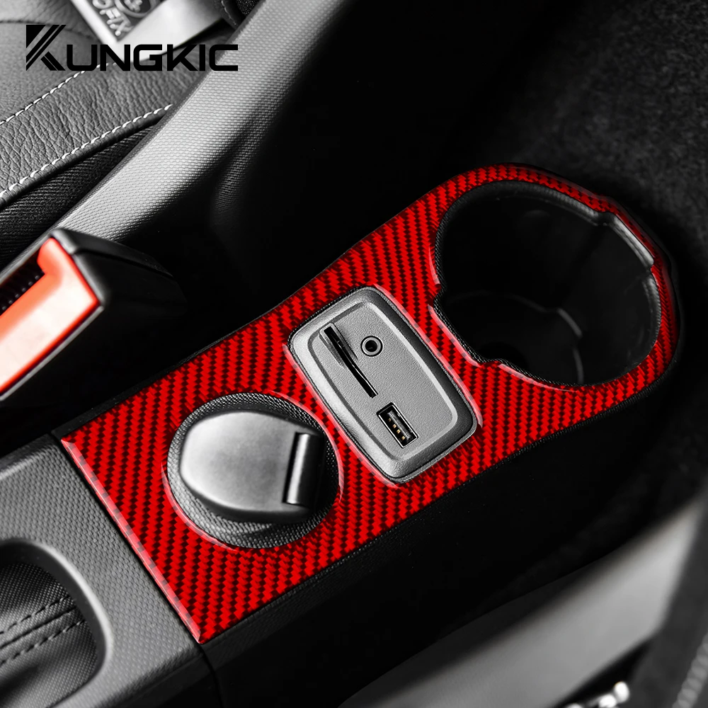 For Mercedes Benz Smart Fortwo 453 Forfour 2016 2017 2018 2019 Real Soft Carbon Fiber Car USB Charging Panel Cover Trim Sticker view 5