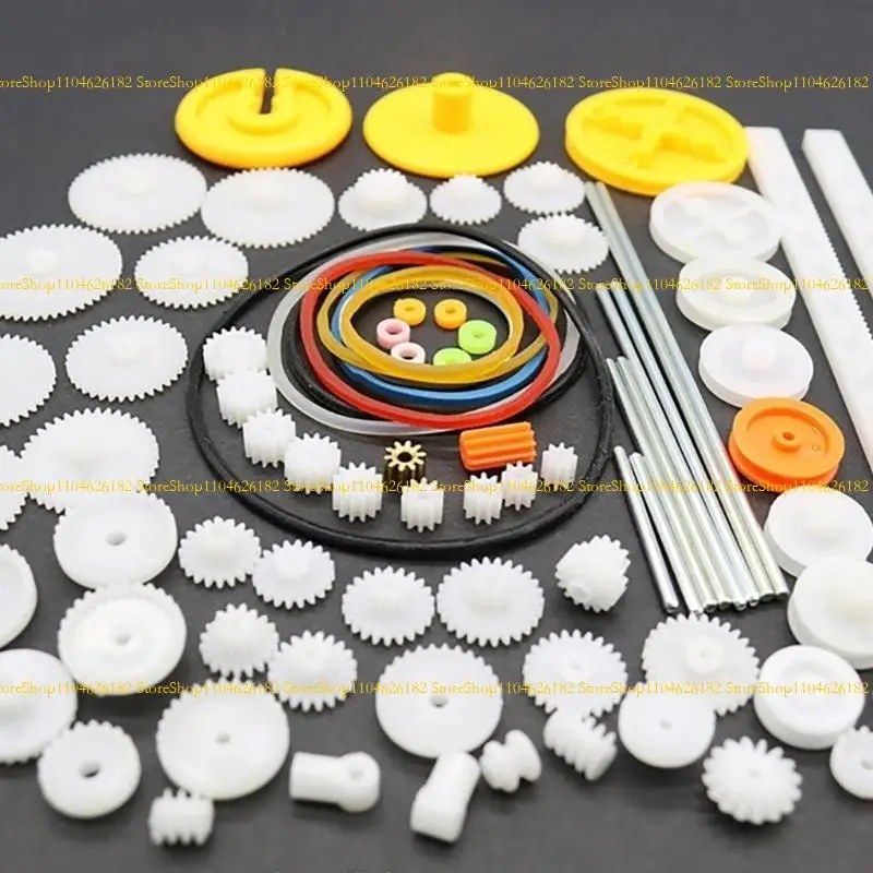 

Q2Q4 82Pcs Plastic Gear Package Kits DIY Gear Assortment Accessories for Toy Motor Car Robot Various Gear Axles Belt Bushings