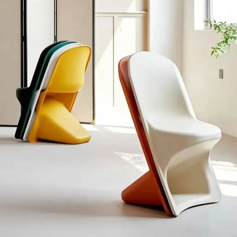 Hot Stackable, Cream Wind, Dining Chair, Household, Plastic, Backrest Stool, Balcony, Casual, Simple