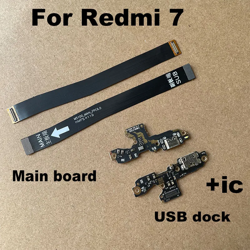 For Xiaomi Redmi 7 USB Charging Dock Port Mian Mother Mic Microphone Fast Connector Board Flex Cable Parts Replacement