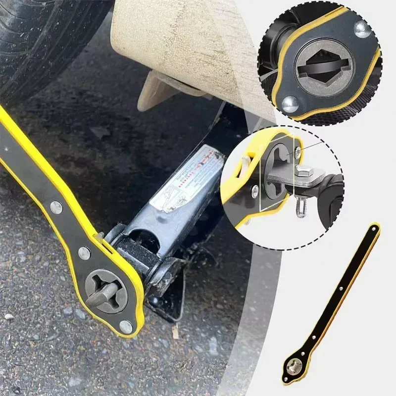 Car Jack Ratchet Wrench Labor-saving Car Scissor Ratchet Spanner Key Tire Wheel Lug Wrench High Carbon Steel Hand Repair Amagi