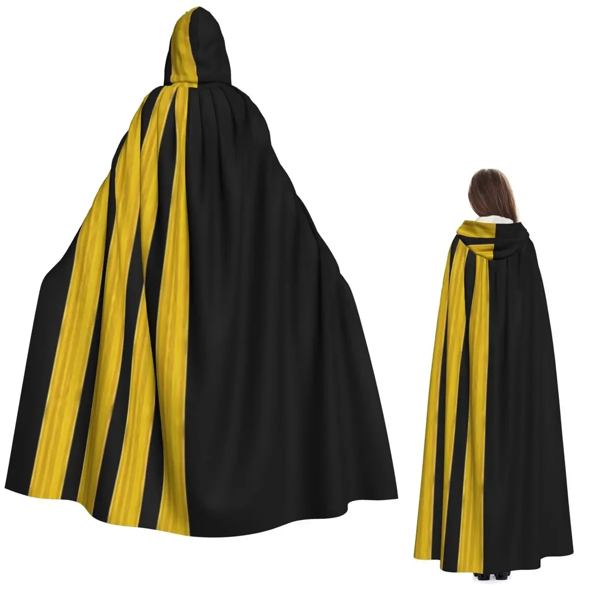 Pilot Captain Stripes Aviation Airplane Aviator Long Hooded Cloak Witch Medieval Costume Cosplay Cape HalloweenCoat Adult Unisex
