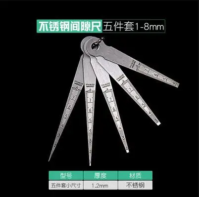 Stainless steel gap ruler 1-15mm Gap ruler wedge shaped feeler gauge Conical ruler aperture inner diameter measuring gauge